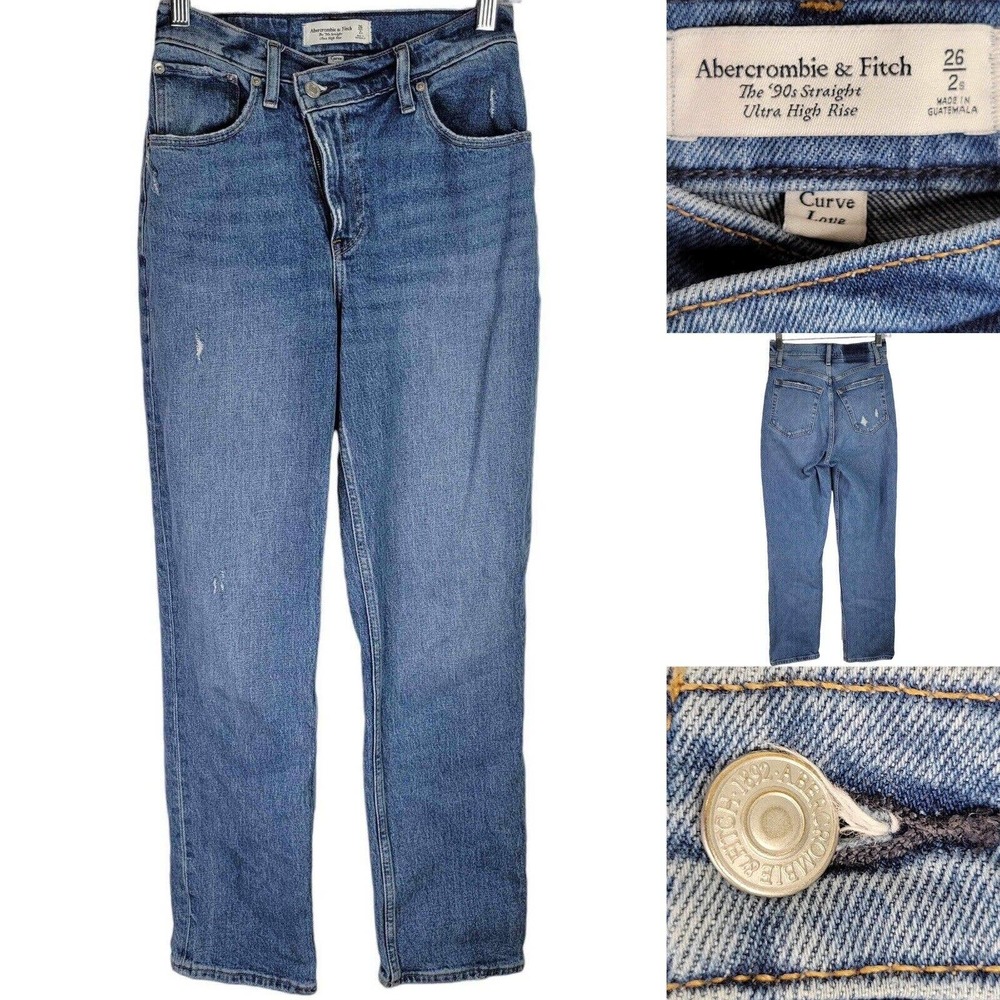 Abercrombie & Fitch The 90s Straight Ultra High Rise Curve Love Jeans Size 26/2S